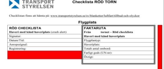 flygräddningscentralen ska innehålla