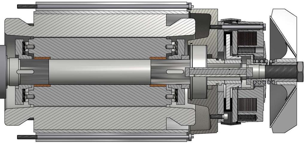 10.3 Slirkoppling 10.3.1 Funktionsbeskrivning Slirkopplingen befinner sig mellan motorn och bromsen. Kraften överförs hela vägen från bromsen till last via tättslutande formpassande element.