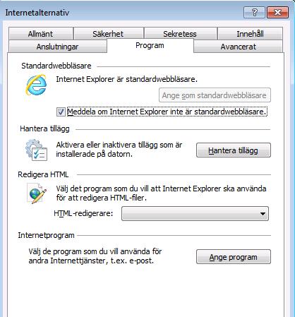 87 (92) 9.5 Inställningar avseende Adobe och Internet Explorer Vissa användare har en mer avancerad version av Adobe Reader/Acrobat installerad på sin dator.