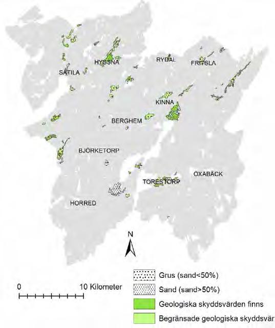 UTREDNINGSOMRÅDEN FÖR MATERIALFÖRSÖRJNING En materialförsörjningsplan har tagits fram där potentiella områden för krossberg, naturgrus och masshantering identifierats (ÅF 2015a). Krossberg.