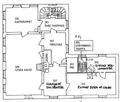 Plan med rumsnamn och rumsnummer, övervåningen, Tottieska