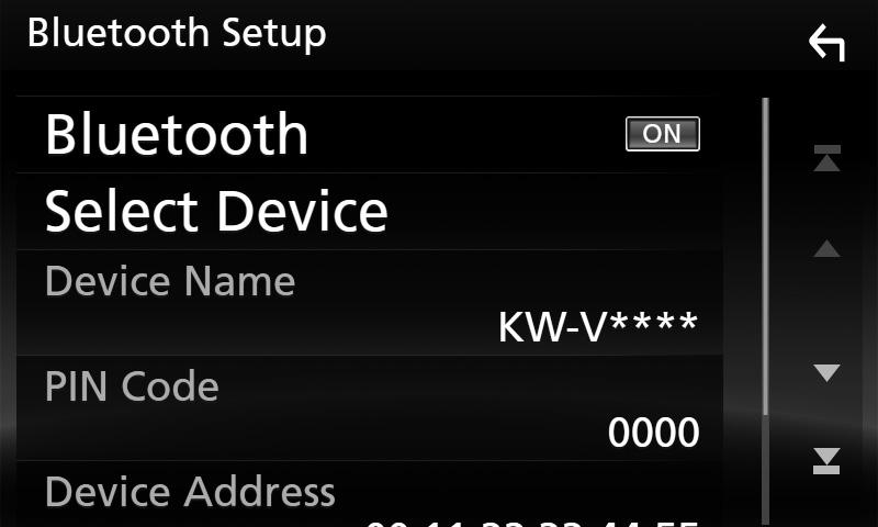 Bluetooth-kontroll ÑÑAnsluta Bluetooth-enheten 1 Tryck på [Select Device] på skärmen Bluetooth SETUP. Om en enhet har parats kan Bluetooth-enheten inte anslutas från den parade enheten.
