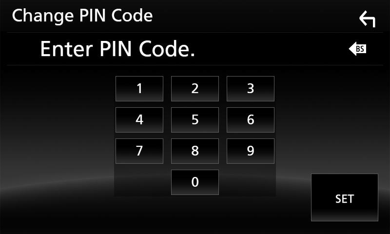 Bluetooth-kontroll ÑÑByta PIN-kod 1 Tryck på [PIN Code] på skärmen Bluetooth SETUP. hhskärmen PIN Code Set visas. 2 Ange PIN-koden. 3 Tryck på [SET].