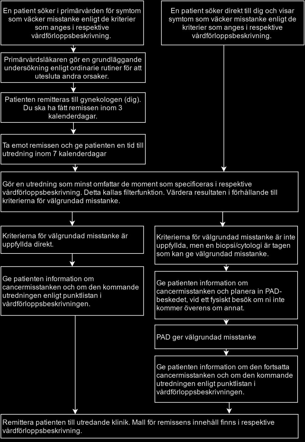 KAPITEL 3 Översikt över förloppet Flödesschemat ger en översiktlig bild av utredningen av patienter som får