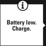 MEDDELANDEN OM SVAGT BATTERI Svagt batteri. Ladda Batteriets laddning är låg. Du bör ladda M400.