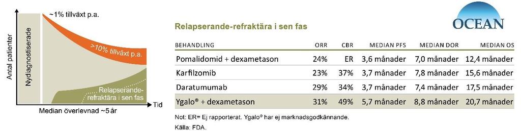 Den första figuren visar de två största patientsegmenten: Nydiagnostiserade och Relapserande och relapserande-refraktära patienter.