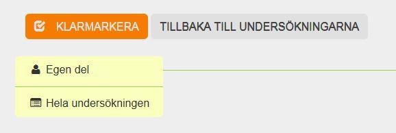 Om man besvarat frågorna utan att ange kvalitetskod och försöker spara får man ett felmeddelande.