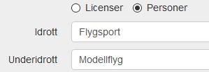 .. och fyll i underkategorin Flygsport Modellflyg.