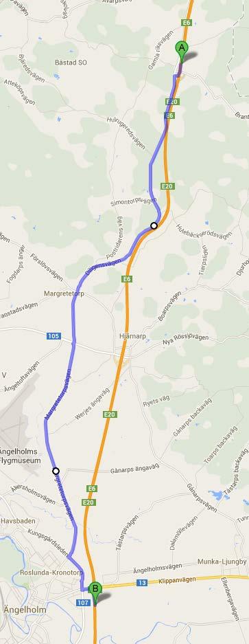 Trafikplats 38-35 Av TP35 mot Ängelholm, sväng norrut på Kungsgårdsleden sedan hö till