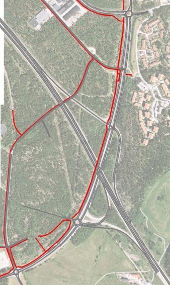 6.2.5 Korsningen Pettersbergs-/Granhammarsvägen (E) Dagens utformning bedömdes klara av de nya trafikmängderna som en exploatering samt uppräkning skulle innebära.