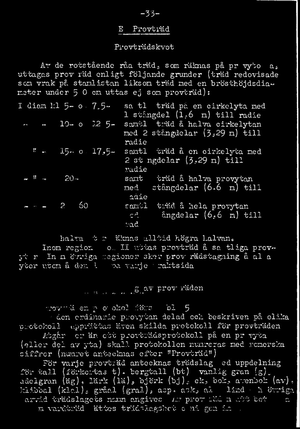 under 5,0 cm uttas ej som provträd): I diam.kl 5- o. 7,5- samtl. träd på en cirkelyta med 1 stångdel (1,64 m) till radie - " - 10- o. 12,5- samtl.