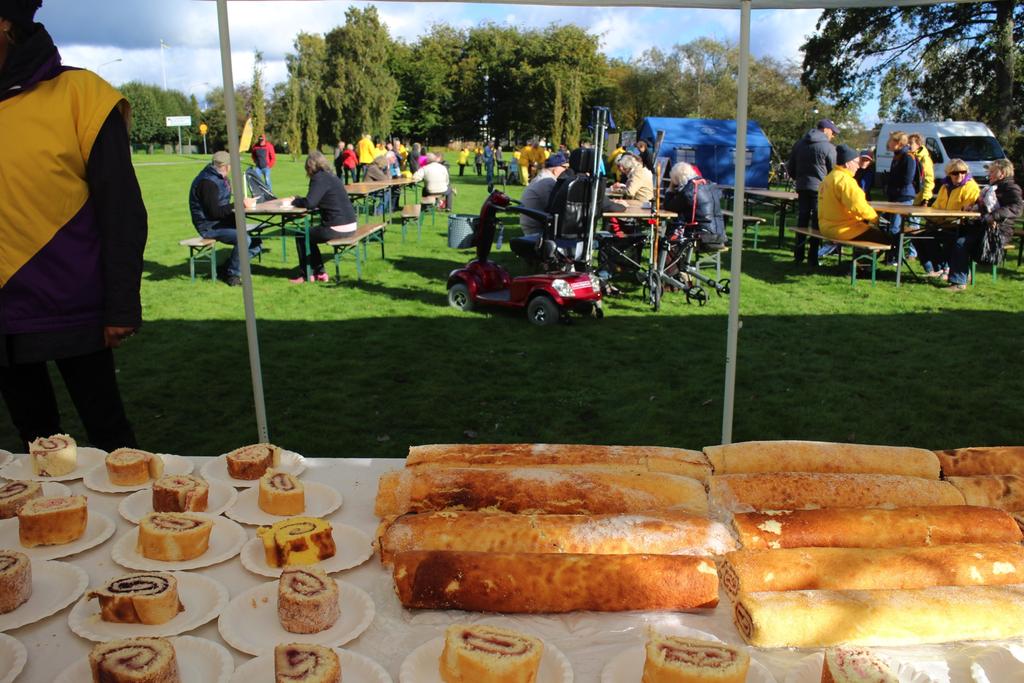 Lions Club Hörby 2017-10-08 Firades Lions100-årsjubileum i Hörby med en rad av aktiviteter i Ringsjöparken Bl.a. hade varje lions bakat 1 meter rulltårta, som vi bjöd alla på med kaffe.