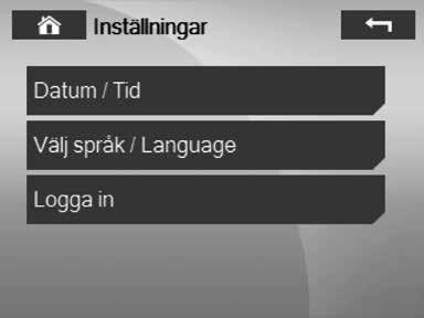 I denna meny ställs datum, tid och språk in.