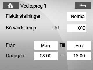 26 eco Top - Montering och skötsel 9. KONTROLLPANEL HANDHAVANDE, IGÅNGKÖRNING 9.7 TIDKANALER Regulatorn har tre typer av interna tidkanaler: Veckoprogram, dagprogram och period.