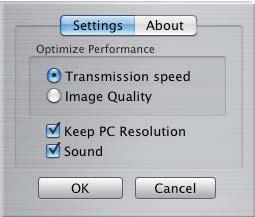 Presentationsverktyg USB-visning(Mac-dator) (fortsättn.) Alternativfönster Om du väljer Option knapp på den Flytande meny, kommer alternativfönstret att visas.