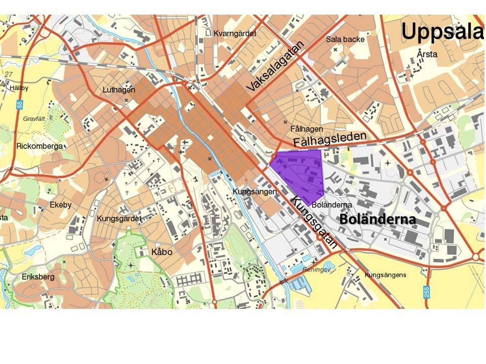 STADSBYGGNADSFÖRVALTNINGEN Handläggare Berggren Johan Hector Gustav 2018-05-18 Diarienummer KSN-2018-1052 Figur 1: Översiktsbild över centrala Uppsala med Främre Boländerna