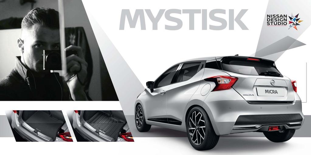 FOR MICRA Välj MICRA Platinum Silver med ett exteriörpaket i Enigma Black, som ger bilen ett silverskimrande utseende.