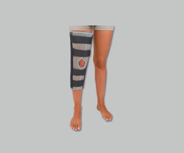 IMMO knäortos ART.NO 70625 IMMO används vid immobilisering av knäleden. IMMO har kardborrlåsning för enkel anpassning.