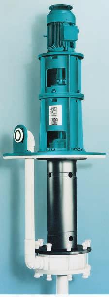 WERNERT Vertikala axeltätade centrifugalpumpar WERNERT VERTIKALPUMP VKPF Vertikal instickspump med dyklängd upp till 1500 mm, samt variabel längd på sugröret, avsedd att pumpa aggressiva, korrosiva