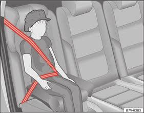Säker körning med barn i bilen Fäll upp båda sidorna bild 92 -- i pilens riktning bild 92 2. Tryck dynan bakåt bild 92 C i pilens riktning bild 92 3 till den hakar fast.