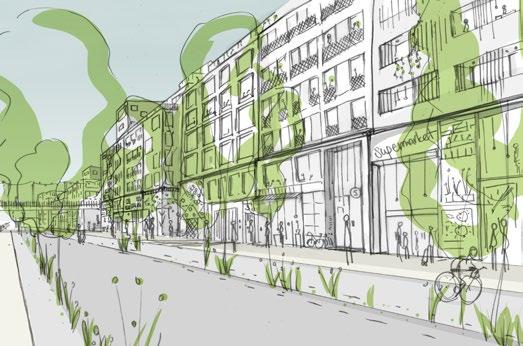 Vegetation ska finnas på den södra bron i hela dess sträckning. Bron fungerar då som en spridningslänk för växter och djur, mellan västra och östra sidans upplevelsestråk och grönområden.