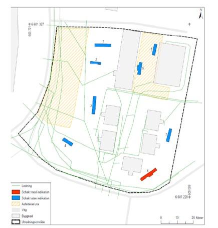 Karta över utredningsområde och fyndplats (i rött) enligt Länsstyrelsen