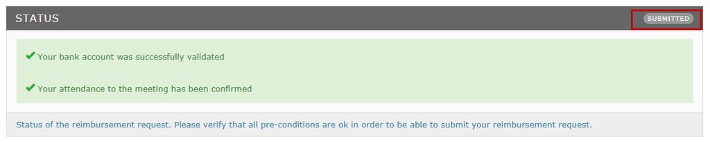 Även i möteslistan visas ansökan som submitted (inskickad). 2.2.6.