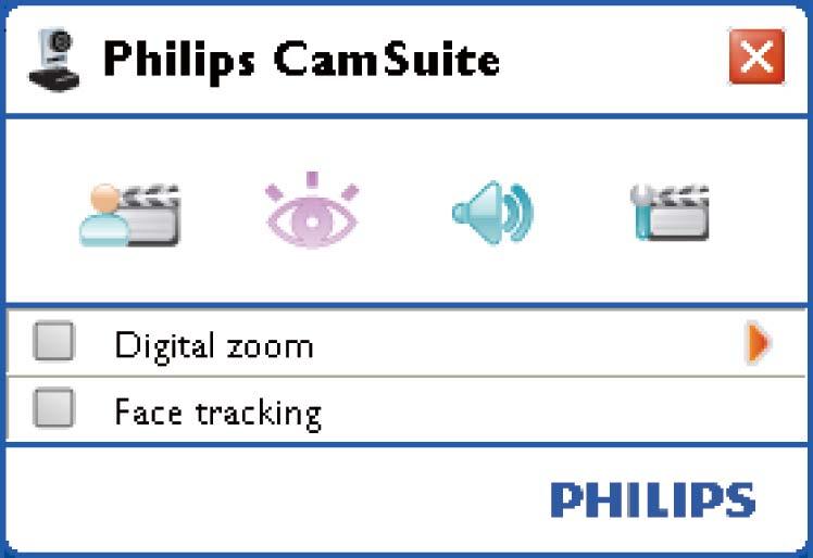 3 Ändra webbkamerainställningar överföra dina videoklipp direkt till Starta WebCam Companion genom att klicka på i kontrollpanelen för Philips CamSuite.