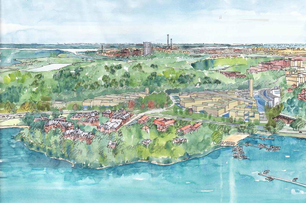 28 Flygperspektiv över Stockholms nya universitetsbebyggelse