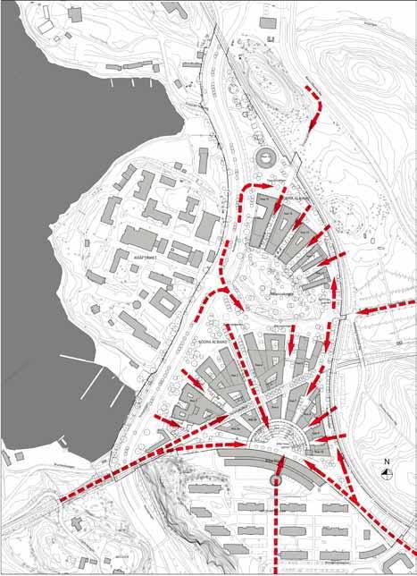 Entréer exponeras För universitetsverksamheten är det viktigt att skapa mötesplatser via gemensamma entréer, träff- och knutpunkter.