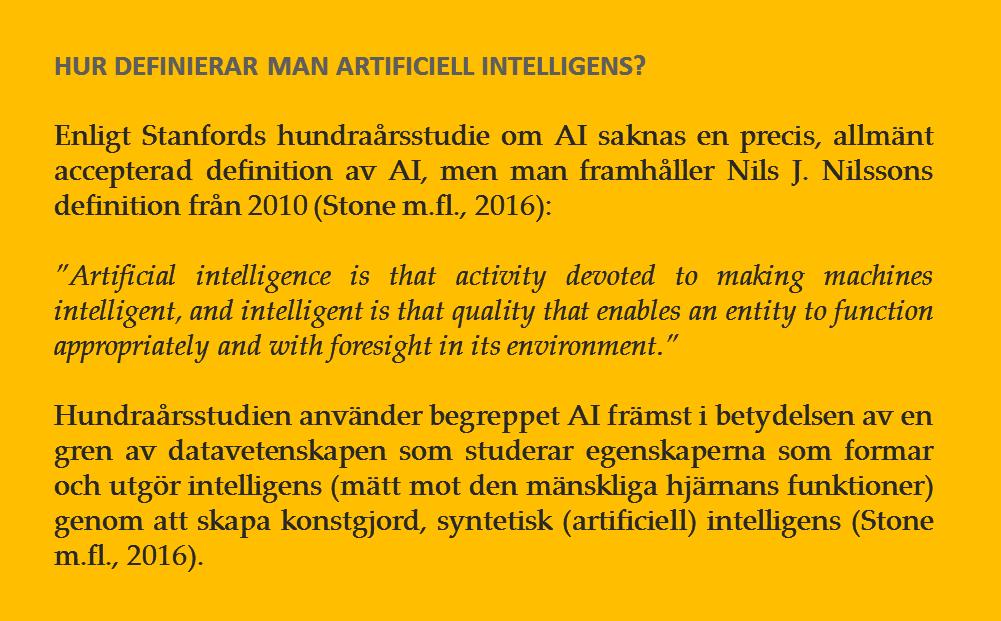 egna forskningsavdelningar dedikerade åt AI och de stora tech-jättarna Google, IBM, Apple, Amazon, Facebook och Microsoft satsar alla stort inom området.