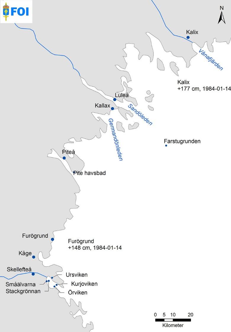 Översvämmade platser och/eller kustområden och vattendrag