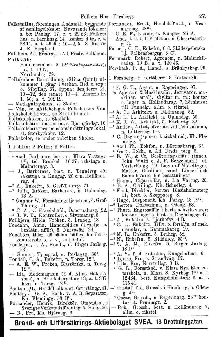 Folkets HusForsberg..._. l Folllin; 2 Folin; 3 Follin. ~.. _, Axel, Barberare, bost, n. Klara Vattugr, III; tel. Brunkeb. 1627; rakstuga n. Malmtorgsg, 3. _, J., Barberare, bost. n. Tegnersg.