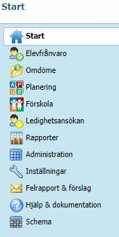 Grundinställningar för skola (Roll Skoladministratör) aktivering av Ledighetsansökan görs av Nova Software vid leverans.