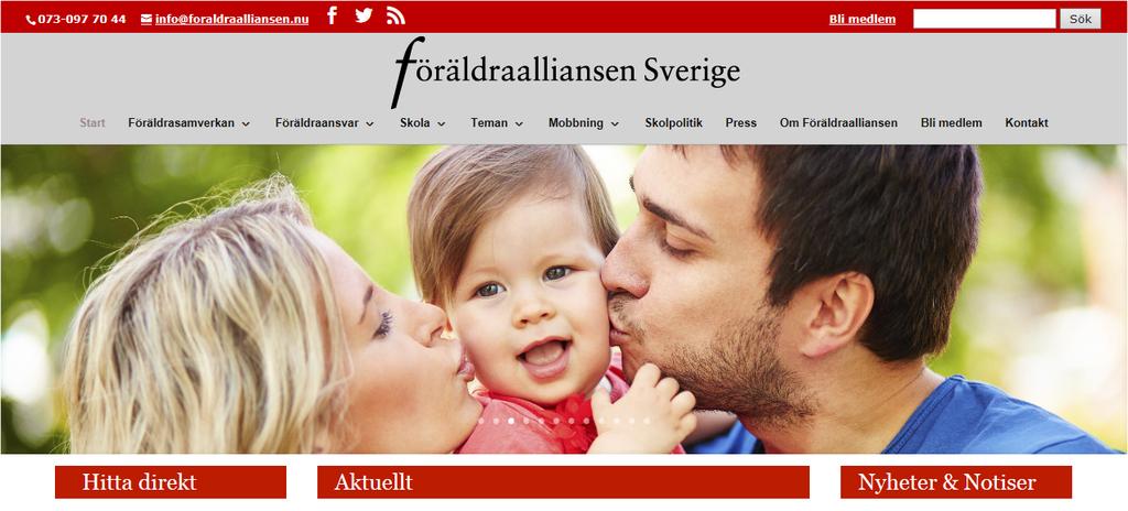 6 Webbplats Förbundet lanserade den nya webbplatsen under verksamhetsåret med adressen www.foraldraalliansen.