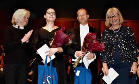 Inger Engsjö, Kristina Lindby, David Peterson och Ingrid Eremark vid stipendieutdelningen i Gävle Konserthus.