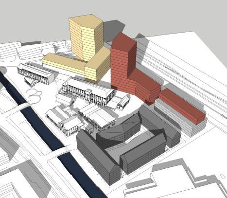 11 Västkustbanan Kust till kustbanan E6/E20 Figur 6. Illustration över planerad bebyggelse. Notera att volymskissen är från oktober 2014 och skiljer sig från uppdaterad layout i figur 5.