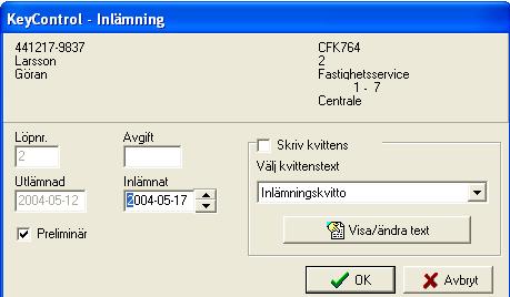 Endast svart markerade nycklar kan lämnas in. Bokade nycklar är blå, nycklar som skall lämnas in är röda (se vidare nedan). 1.7.