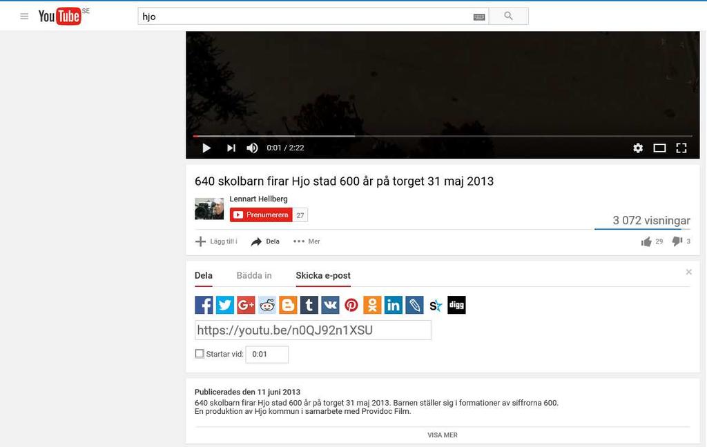 VIDEO Du kan lägga in en video på sidan. Du klistrar in url för videon. Video dominerar alltid över bilder.
