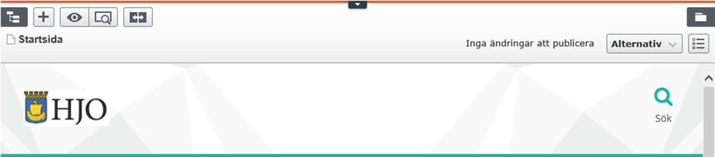 HITTA PÅ SIDAN Rullista Växla Navigeringsfönster Växla förhandsgranskningsläge För att se hur sidan ser ut på hemsidan medan du arbetar med den så kan du klicka på denna knapp.