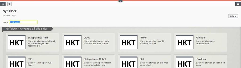 För att skapa ett nytt block väljer du den mapp du vill att blocket ska placeras.