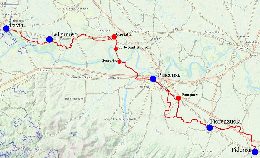 Via Francigena, Pavia - Fidenza, 5 nätter 6(6) Via Francigena genom Italien Omnes viae Romam perducunt, alla vägar bär till Rom är en gammal devis som under medeltiden inte var långt från sanning.