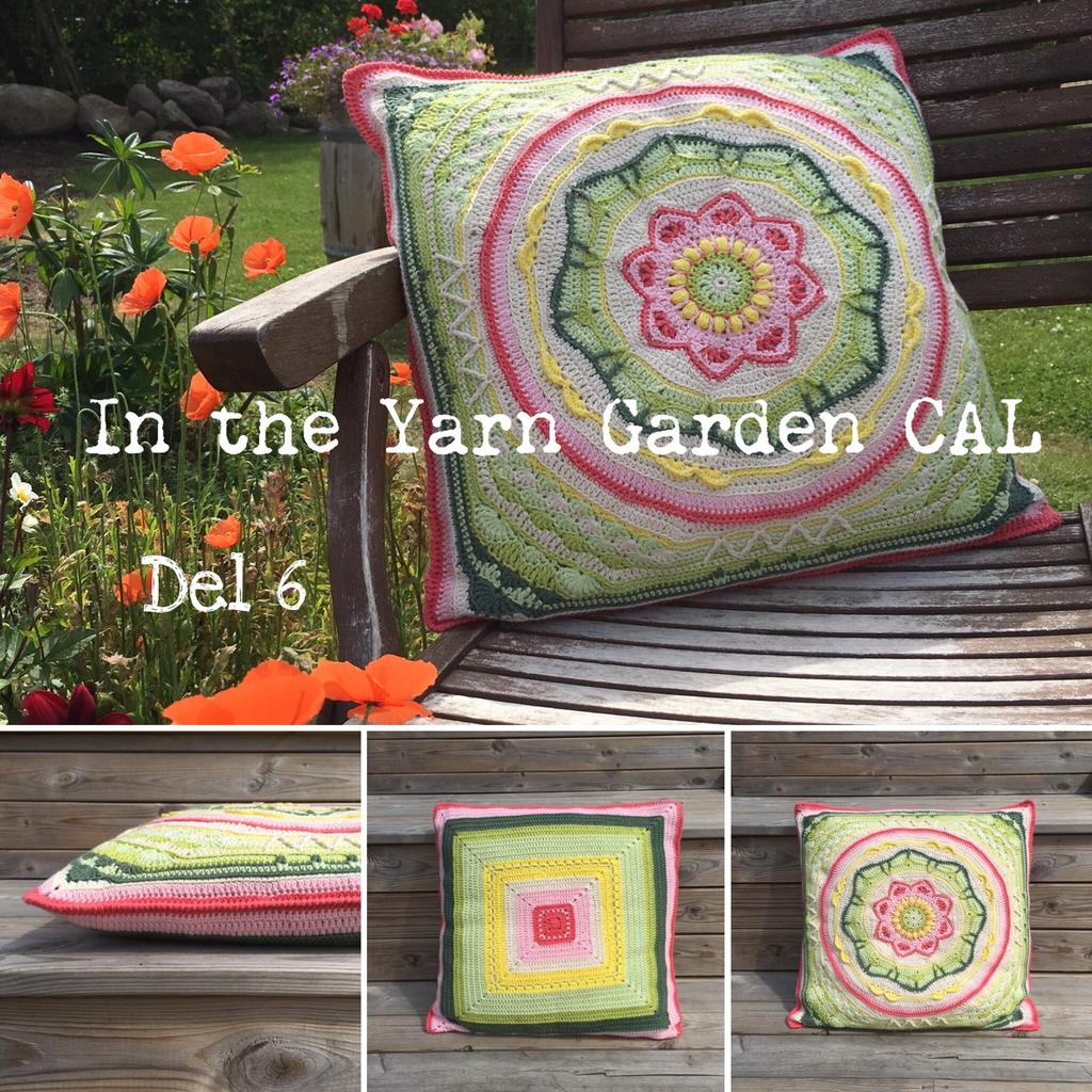 In the Yarn Garden CAL 2016 Del 6. Baksida och sammansättning. Mönstret för baksidan är byggt på mönstret farmorsrutan som många säkert känner till. Jag har endast lagt till några små detaljer.