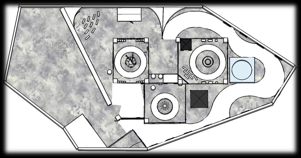 För att få en tydligare bild över hur utställningsytan ser ut med det nya designförslaget presenteras nedan en planvy med respektive nya områden: 1. Ingång och introduktion 2.