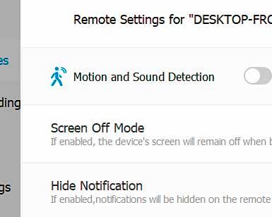 Klicka på kugghjulet och aktivera Motion and Sound Detection.