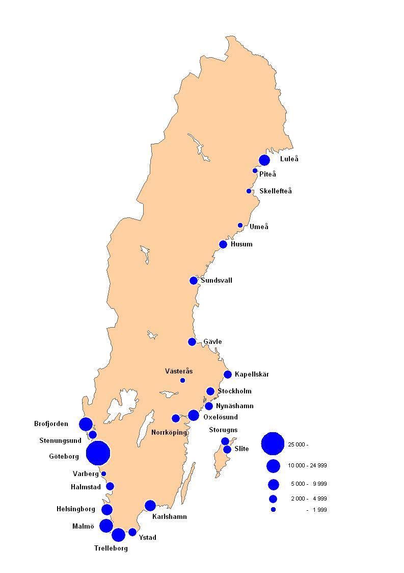 12 Rikets största hamnar De 25 största svenska hamnarna efter hanterad