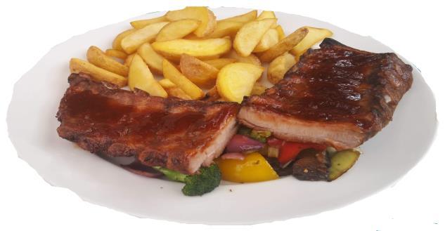 Kött och fågel Ribs (Revbensspjäll) Serveras med pommes frites,