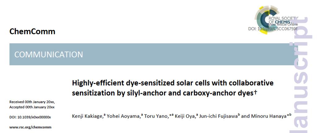 Co-sensitization of two organic dyes; ADEKA-1 and LEG4