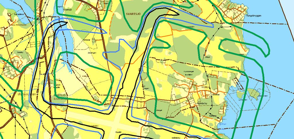 I samband med anmälan enligt miljöbalken, genom beslut i miljö- och byggandsnämnden 2002-12-11 349, har flygbullerutredningar utförts (KM Akustikbyrån 2000-12-14).