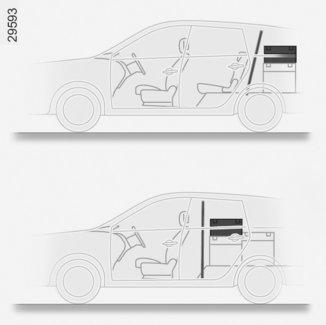 AVSKILJNINGSNÄT (1/3) A 1 2 Ditsättning av nätet Ta ut rullen när baksätets ryggstöd 1 är helt nedfällt.